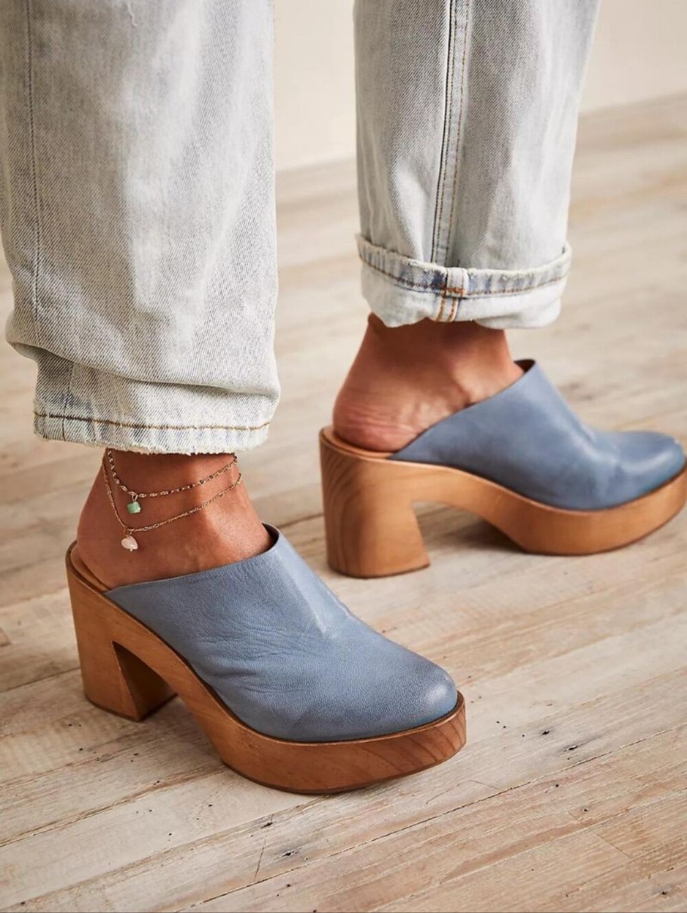 Free People Suki Platform Clogs Denim 39.5 US 9
